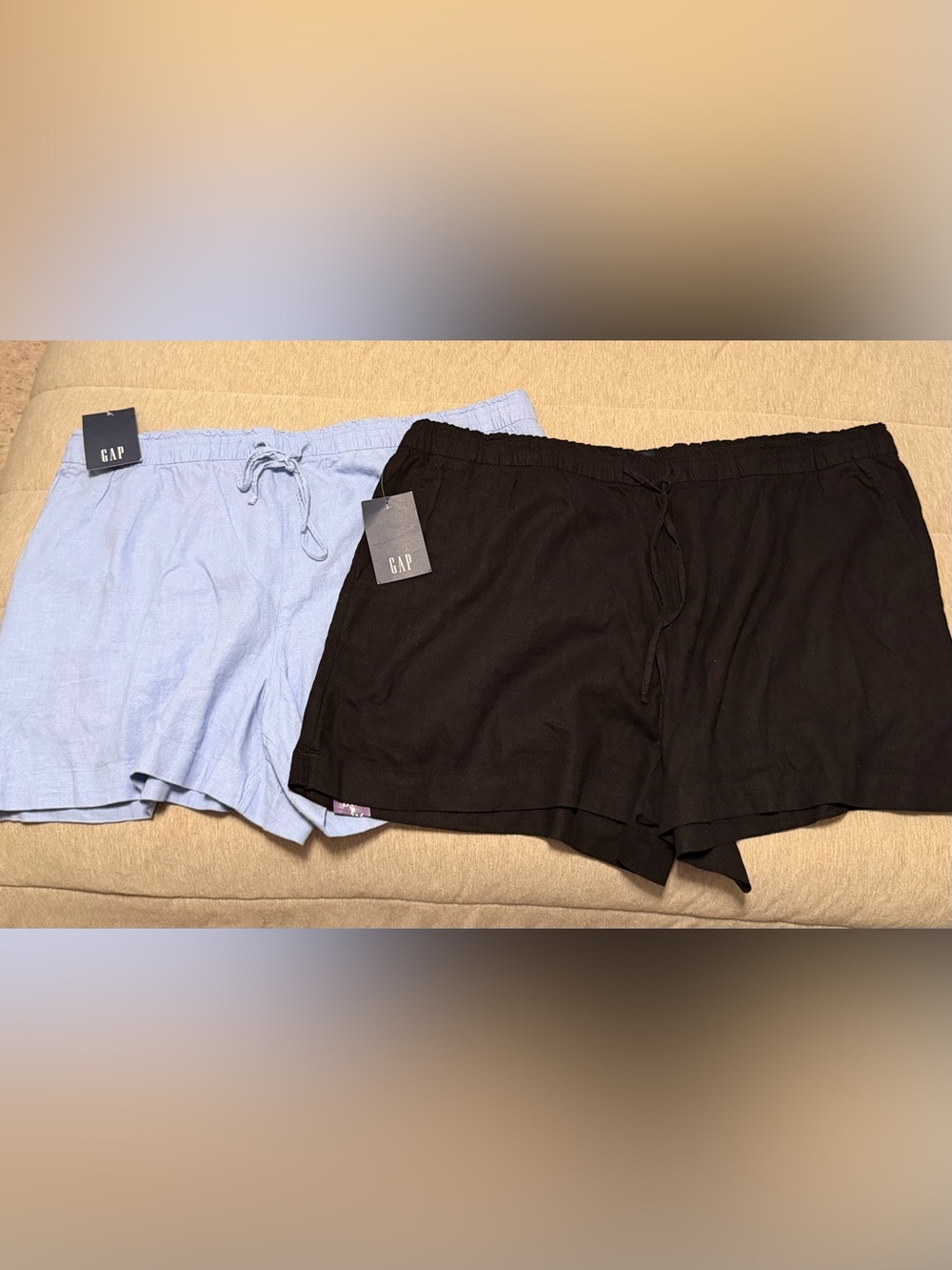 GAP Casual Drawstring Shorts in Black & Light Blue